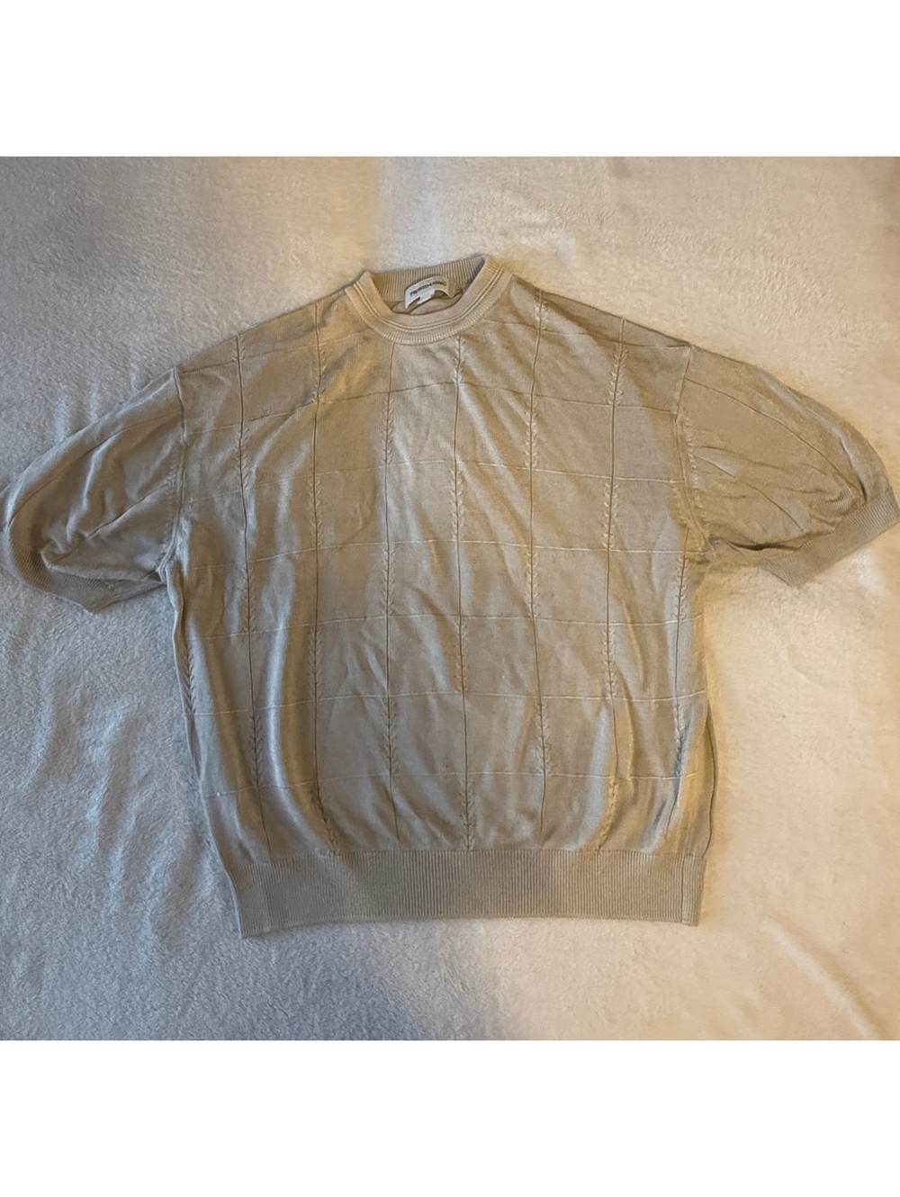 Pronto Uomo Beige Knit Short Sleeve Sweater Mens L